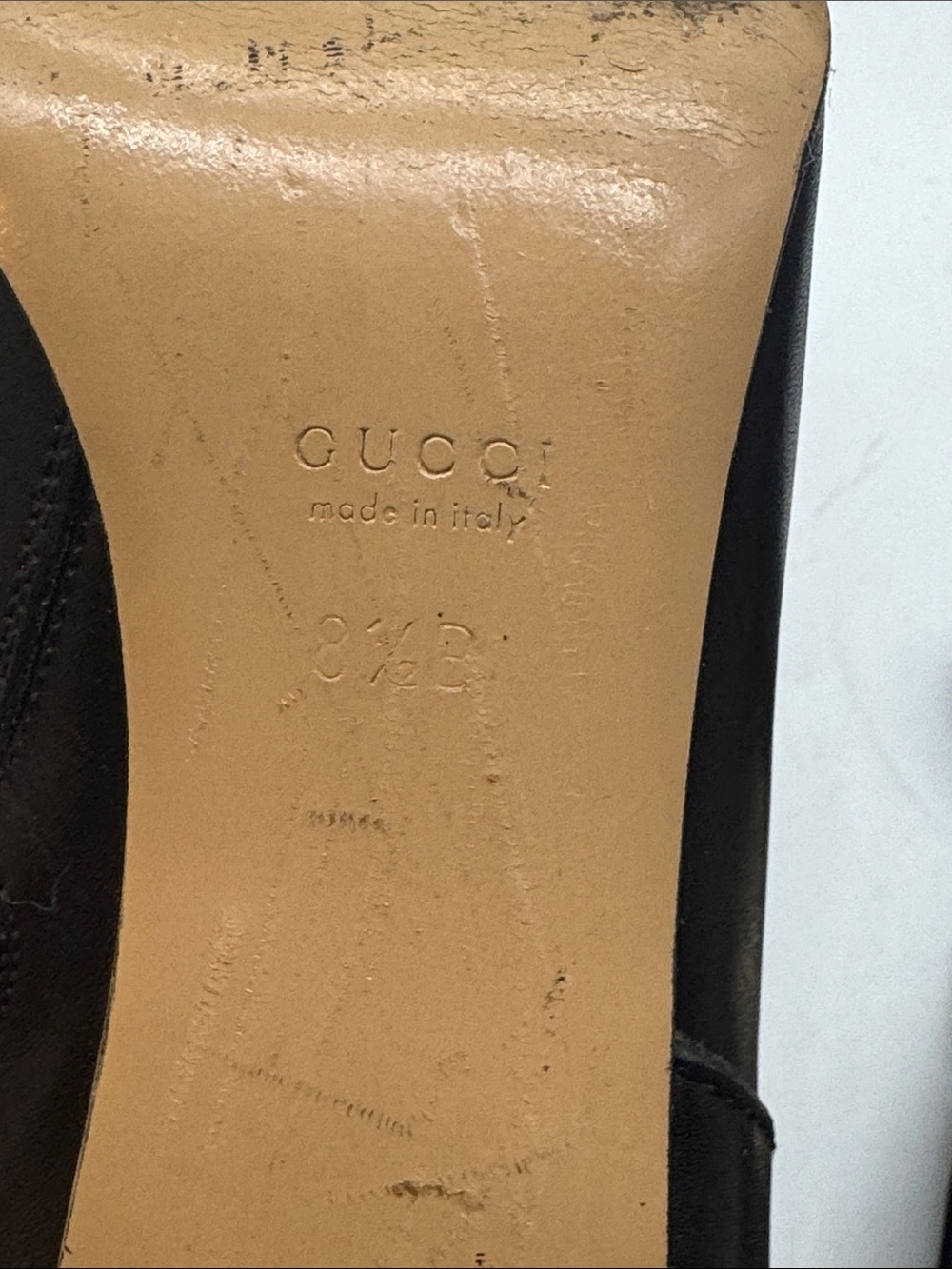 Gucci Black Leather Heeled Boosts Style 163306 with box Size 8.5 - Picture 15 of 15